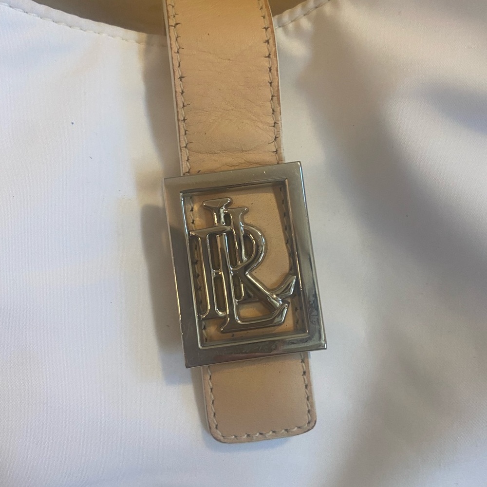Lauren Ralph Lauren medium Nylon White w/ leather strap Shoulder Bag - Picture 3 of 12